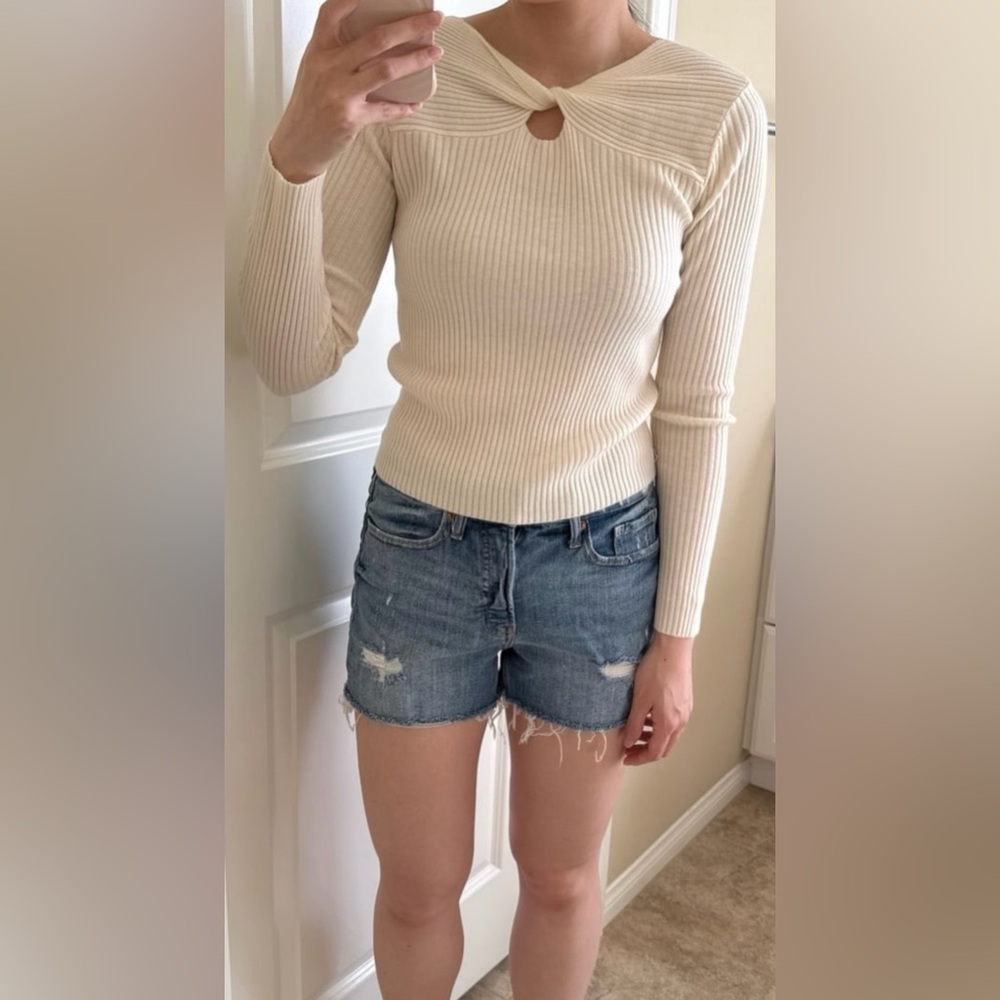 Cream Ribbed Blouse
